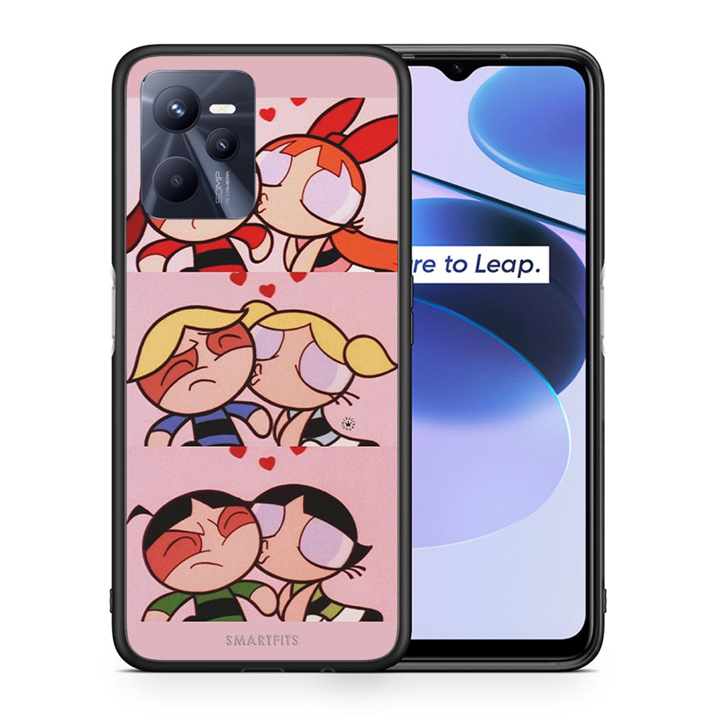 Θήκη Αγίου Βαλεντίνου Realme C35 Puff Love από τη Smartfits με σχέδιο στο πίσω μέρος και μαύρο περίβλημα | Realme C35 Puff Love case with colorful back and black bezels