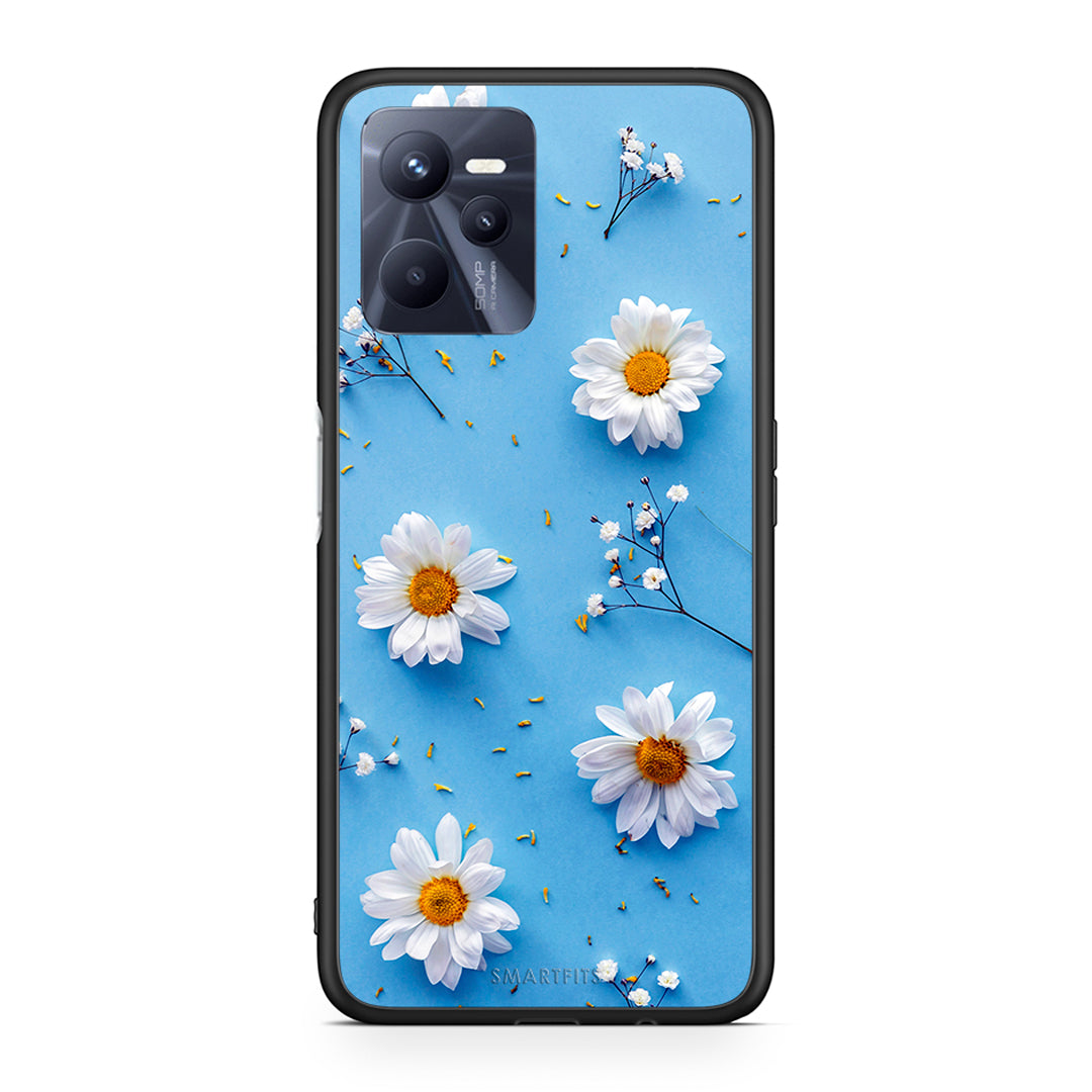 Realme C35 Real Daisies θήκη από τη Smartfits με σχέδιο στο πίσω μέρος και μαύρο περίβλημα | Smartphone case with colorful back and black bezels by Smartfits