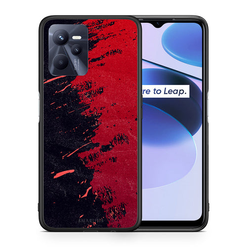 Θήκη Αγίου Βαλεντίνου Realme C35 Red Paint από τη Smartfits με σχέδιο στο πίσω μέρος και μαύρο περίβλημα | Realme C35 Red Paint case with colorful back and black bezels