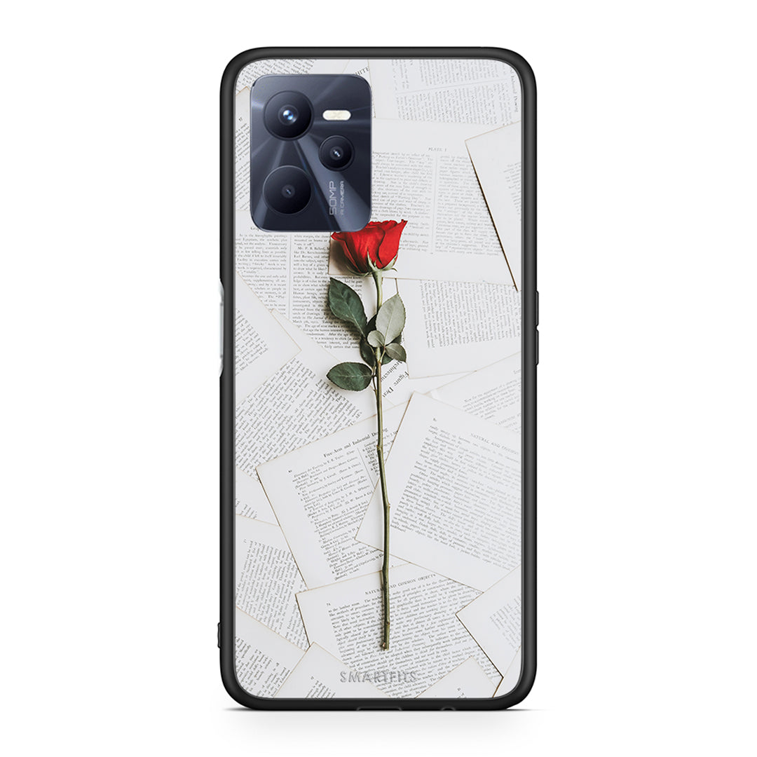 Realme C35 Red Rose θήκη από τη Smartfits με σχέδιο στο πίσω μέρος και μαύρο περίβλημα | Smartphone case with colorful back and black bezels by Smartfits
