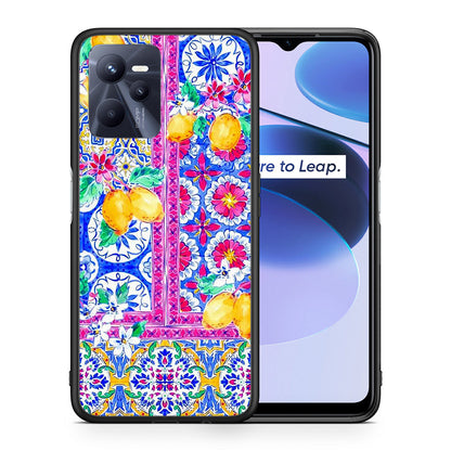 Θήκη Realme C35 Retro Spring από τη Smartfits με σχέδιο στο πίσω μέρος και μαύρο περίβλημα | Realme C35 Retro Spring case with colorful back and black bezels