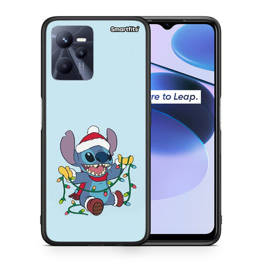 Θήκη Realme C35 Santa Stich από τη Smartfits με σχέδιο στο πίσω μέρος και μαύρο περίβλημα | Realme C35 Santa Stich case with colorful back and black bezels