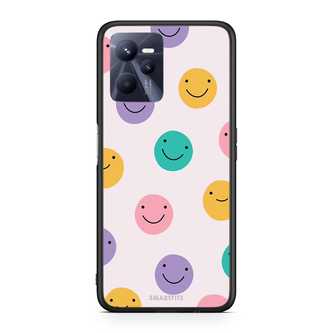 Realme C35 Smiley Faces θήκη από τη Smartfits με σχέδιο στο πίσω μέρος και μαύρο περίβλημα | Smartphone case with colorful back and black bezels by Smartfits