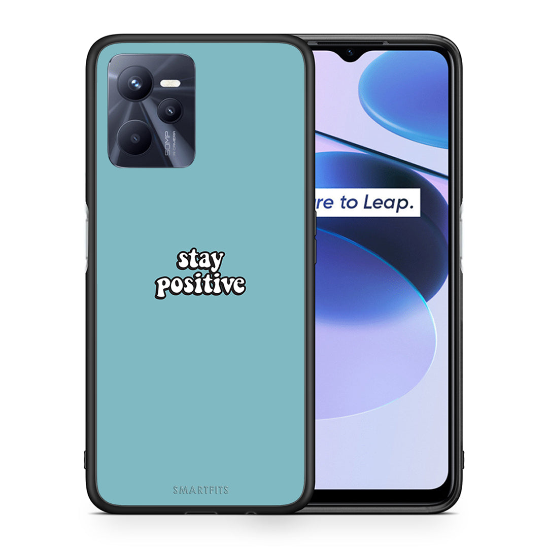 Θήκη Realme C35 Positive Text από τη Smartfits με σχέδιο στο πίσω μέρος και μαύρο περίβλημα | Realme C35 Positive Text case with colorful back and black bezels