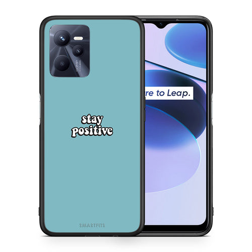 Θήκη Realme C35 Positive Text από τη Smartfits με σχέδιο στο πίσω μέρος και μαύρο περίβλημα | Realme C35 Positive Text case with colorful back and black bezels