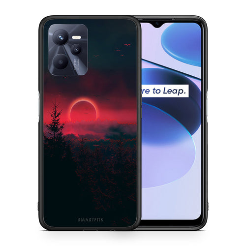 Θήκη Realme C35 Sunset Tropic από τη Smartfits με σχέδιο στο πίσω μέρος και μαύρο περίβλημα | Realme C35 Sunset Tropic case with colorful back and black bezels