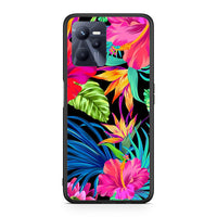 Thumbnail for Realme C35 Tropical Flowers θήκη από τη Smartfits με σχέδιο στο πίσω μέρος και μαύρο περίβλημα | Smartphone case with colorful back and black bezels by Smartfits