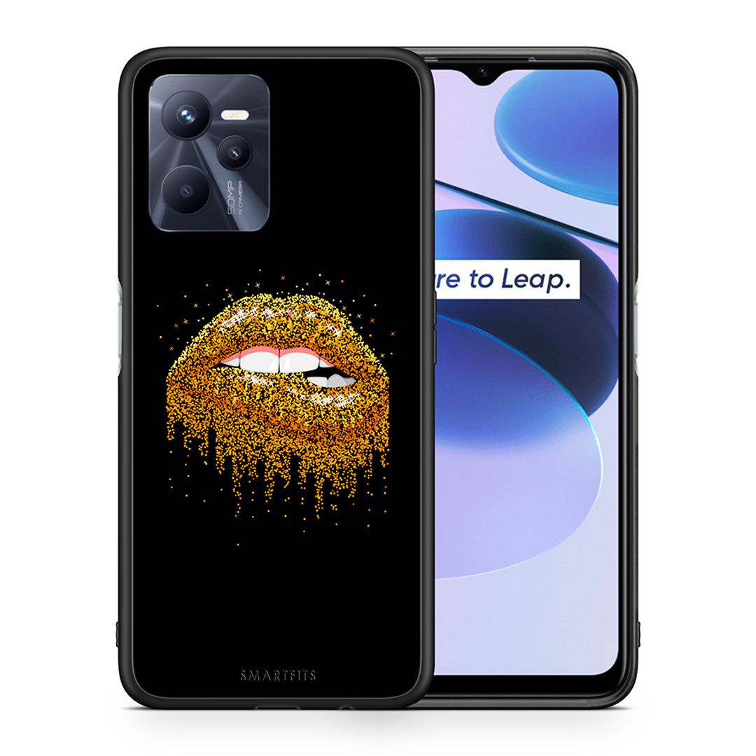 Θήκη Realme C35 Golden Valentine από τη Smartfits με σχέδιο στο πίσω μέρος και μαύρο περίβλημα | Realme C35 Golden Valentine case with colorful back and black bezels