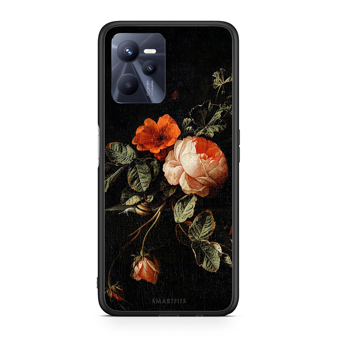 Realme C35 Vintage Roses θήκη από τη Smartfits με σχέδιο στο πίσω μέρος και μαύρο περίβλημα | Smartphone case with colorful back and black bezels by Smartfits