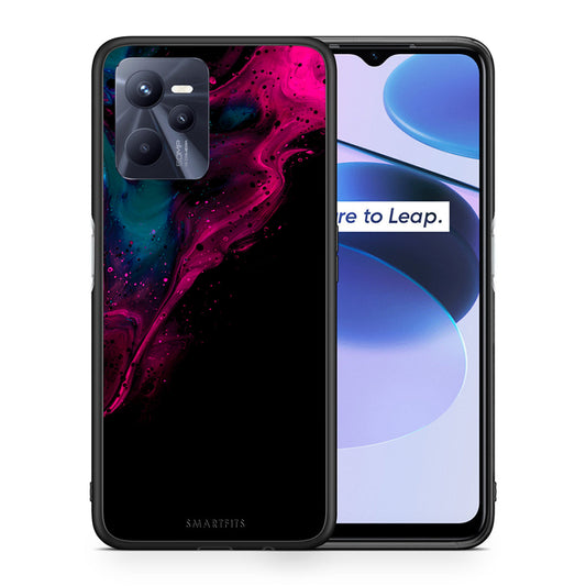 Θήκη Realme C35 Pink Black Watercolor από τη Smartfits με σχέδιο στο πίσω μέρος και μαύρο περίβλημα | Realme C35 Pink Black Watercolor case with colorful back and black bezels
