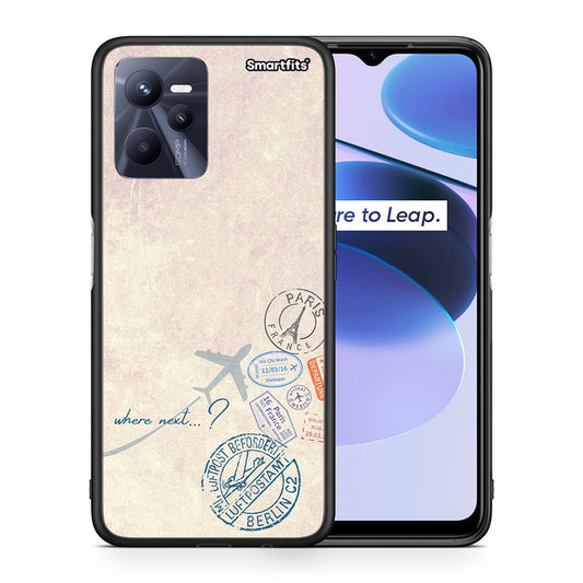 Θήκη Realme C35 Where Next από τη Smartfits με σχέδιο στο πίσω μέρος και μαύρο περίβλημα | Realme C35 Where Next case with colorful back and black bezels