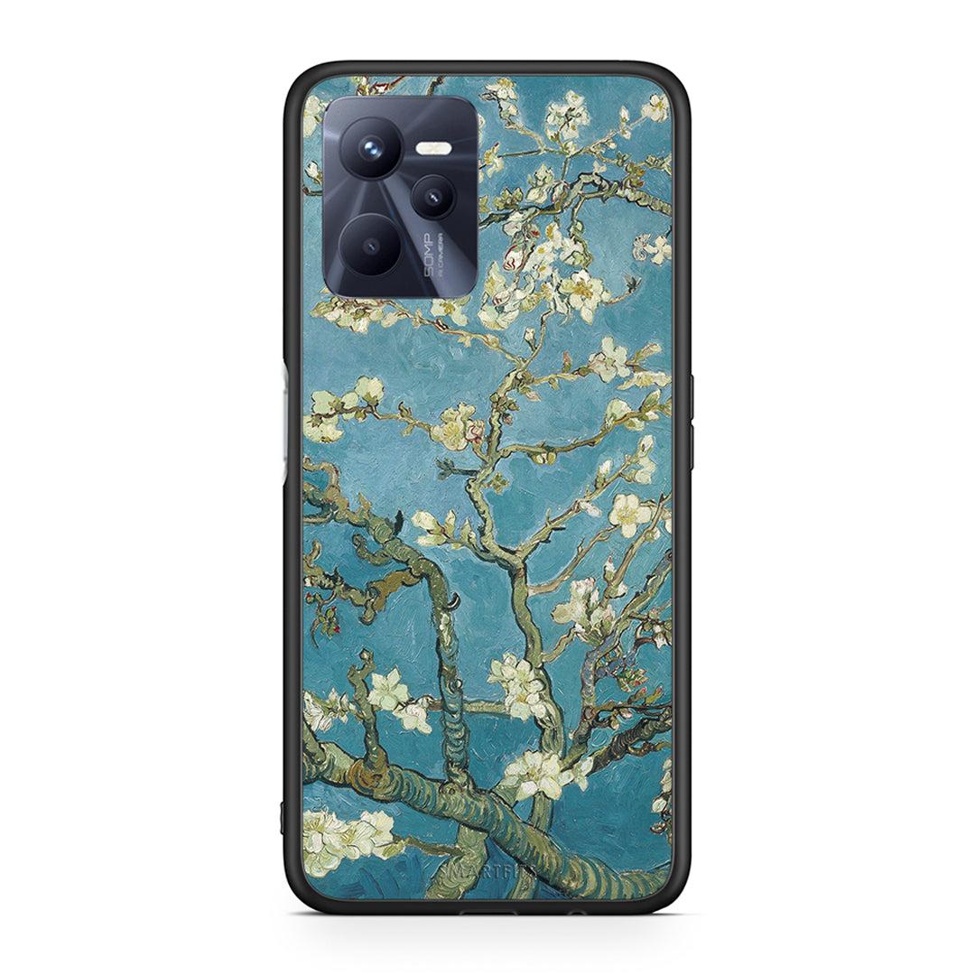 Realme C35 White Blossoms θήκη από τη Smartfits με σχέδιο στο πίσω μέρος και μαύρο περίβλημα | Smartphone case with colorful back and black bezels by Smartfits