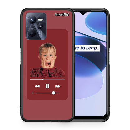 Θήκη Realme C35 Xmas Alone Music από τη Smartfits με σχέδιο στο πίσω μέρος και μαύρο περίβλημα | Realme C35 Xmas Alone Music case with colorful back and black bezels