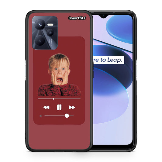 Θήκη Realme C35 Xmas Alone Music από τη Smartfits με σχέδιο στο πίσω μέρος και μαύρο περίβλημα | Realme C35 Xmas Alone Music case with colorful back and black bezels