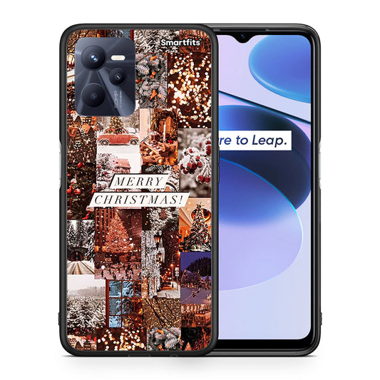 Θήκη Realme C35 Xmas Collage από τη Smartfits με σχέδιο στο πίσω μέρος και μαύρο περίβλημα | Realme C35 Xmas Collage case with colorful back and black bezels