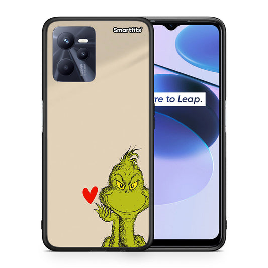 Θήκη Realme C35 Xmas Grinch από τη Smartfits με σχέδιο στο πίσω μέρος και μαύρο περίβλημα | Realme C35 Xmas Grinch case with colorful back and black bezels