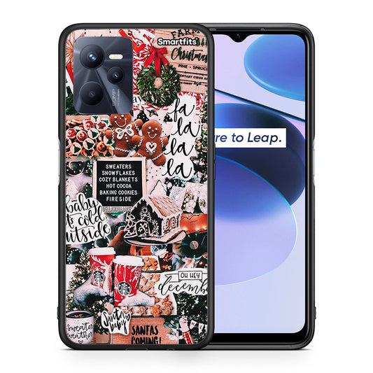 Θήκη Realme C35 Xmas Habbits από τη Smartfits με σχέδιο στο πίσω μέρος και μαύρο περίβλημα | Realme C35 Xmas Habbits case with colorful back and black bezels