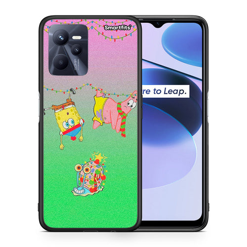 Θήκη Realme C35 Xmas Lights από τη Smartfits με σχέδιο στο πίσω μέρος και μαύρο περίβλημα | Realme C35 Xmas Lights case with colorful back and black bezels