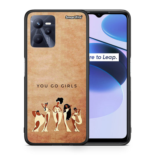 Θήκη Realme C35 You Go Girl από τη Smartfits με σχέδιο στο πίσω μέρος και μαύρο περίβλημα | Realme C35 You Go Girl case with colorful back and black bezels
