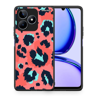 Θήκη Realme C53 Pink Leopard Animal από τη Smartfits με σχέδιο στο πίσω μέρος και μαύρο περίβλημα | Realme C53 Pink Leopard Animal case with colorful back and black bezels
