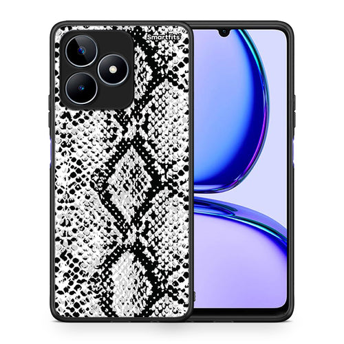 Θήκη Realme C53 White Snake Animal από τη Smartfits με σχέδιο στο πίσω μέρος και μαύρο περίβλημα | Realme C53 White Snake Animal case with colorful back and black bezels