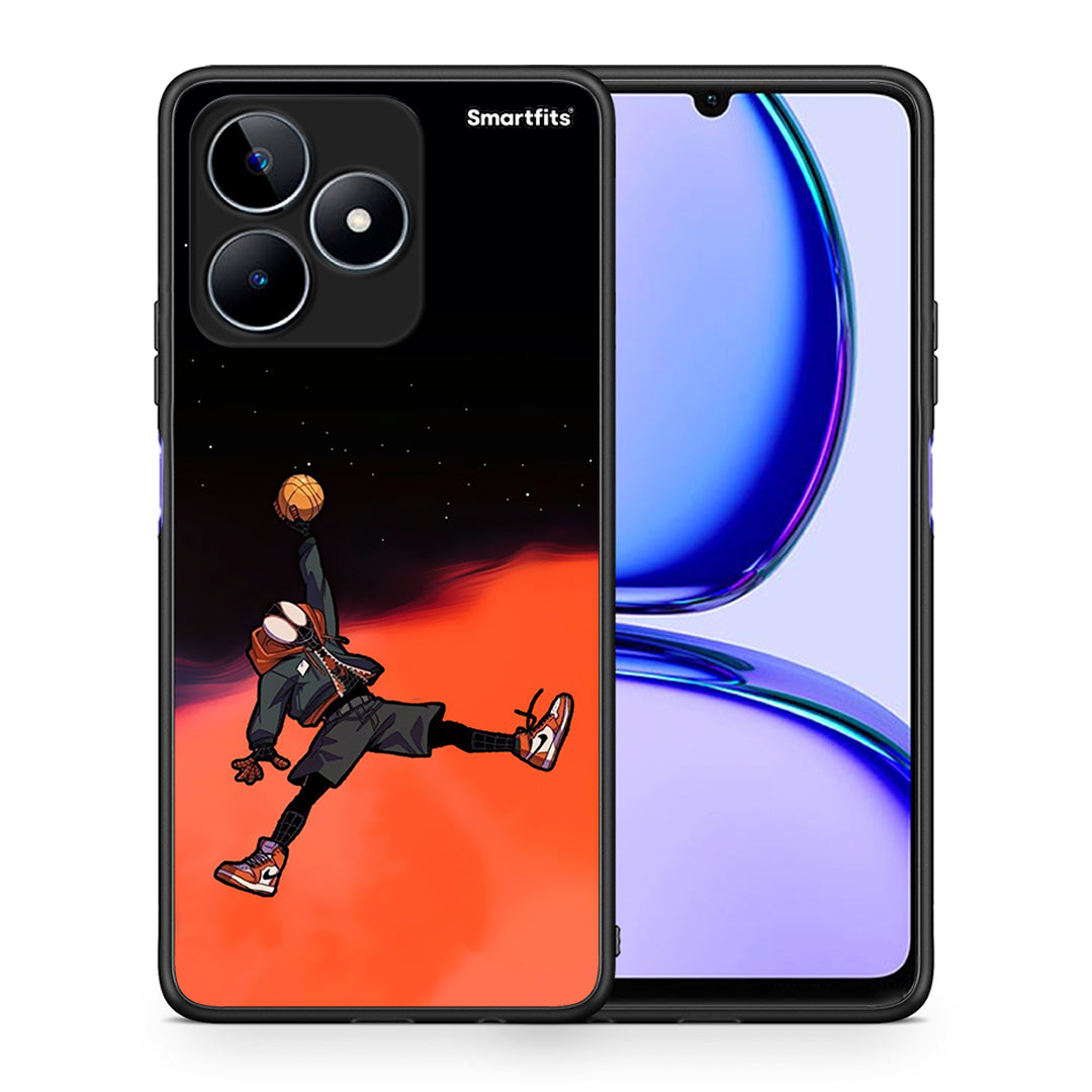 Θήκη Realme C53 Basketball Hero από τη Smartfits με σχέδιο στο πίσω μέρος και μαύρο περίβλημα | Realme C53 Basketball Hero case with colorful back and black bezels