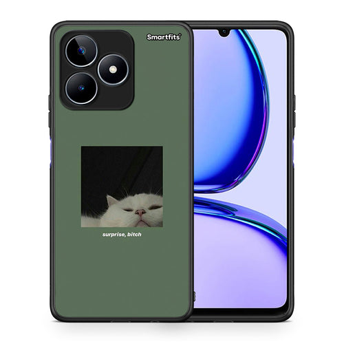 Θήκη Realme C53 Bitch Surprise από τη Smartfits με σχέδιο στο πίσω μέρος και μαύρο περίβλημα | Realme C53 Bitch Surprise case with colorful back and black bezels