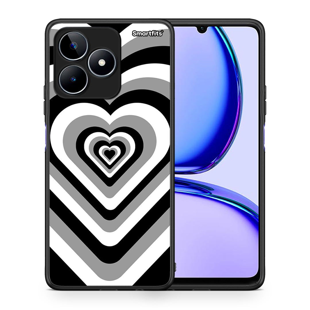 Θήκη Realme C53 Black Hearts από τη Smartfits με σχέδιο στο πίσω μέρος και μαύρο περίβλημα | Realme C53 Black Hearts case with colorful back and black bezels