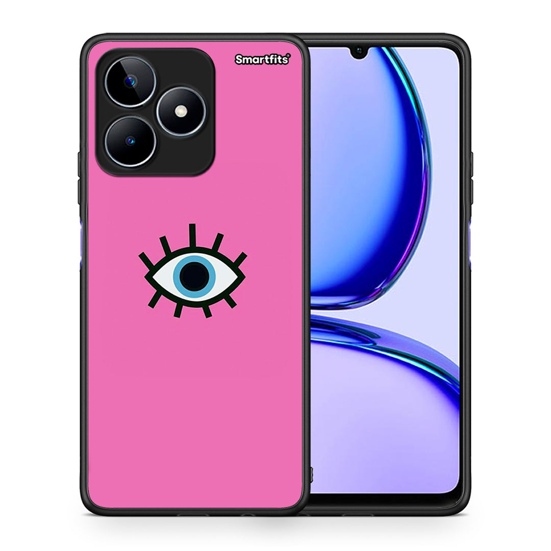 Θήκη Realme C53 Blue Eye Pink από τη Smartfits με σχέδιο στο πίσω μέρος και μαύρο περίβλημα | Realme C53 Blue Eye Pink case with colorful back and black bezels