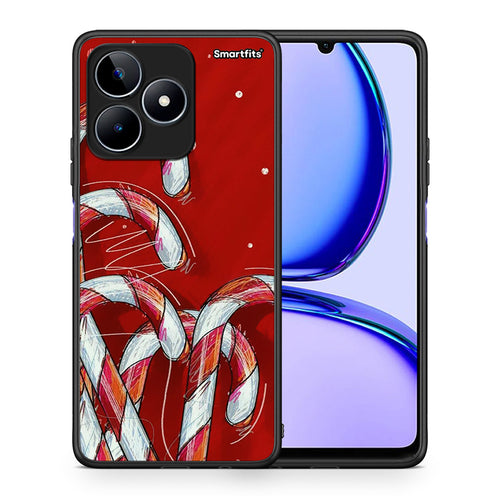 Θήκη Realme C53 Candy Cane από τη Smartfits με σχέδιο στο πίσω μέρος και μαύρο περίβλημα | Realme C53 Candy Cane case with colorful back and black bezels