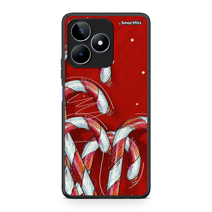 Realme C53 Candy Cane θήκη από τη Smartfits με σχέδιο στο πίσω μέρος και μαύρο περίβλημα | Smartphone case with colorful back and black bezels by Smartfits