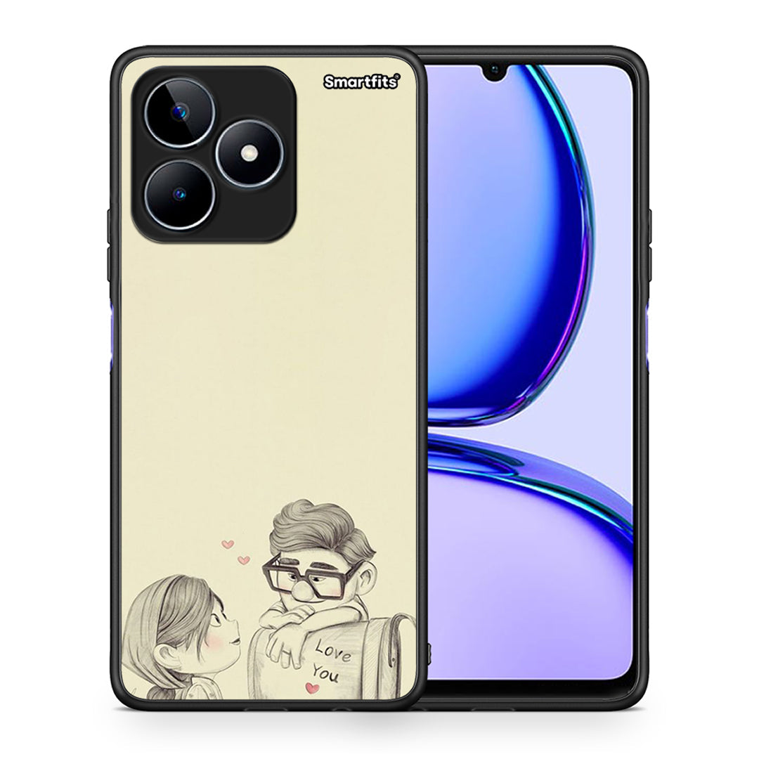 Θήκη Realme C53 Carl And Ellie από τη Smartfits με σχέδιο στο πίσω μέρος και μαύρο περίβλημα | Realme C53 Carl And Ellie case with colorful back and black bezels