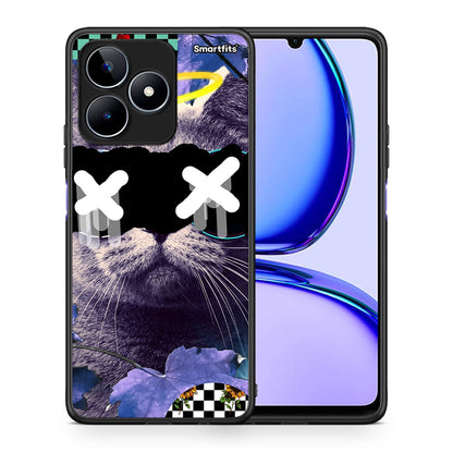 Θήκη Realme C53 Cat Collage από τη Smartfits με σχέδιο στο πίσω μέρος και μαύρο περίβλημα | Realme C53 Cat Collage case with colorful back and black bezels