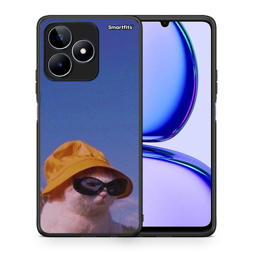 Θήκη Realme C53 Cat Diva από τη Smartfits με σχέδιο στο πίσω μέρος και μαύρο περίβλημα | Realme C53 Cat Diva case with colorful back and black bezels