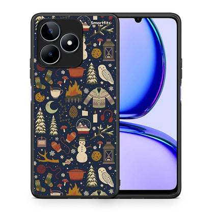 Θήκη Realme C53 Christmas Elements από τη Smartfits με σχέδιο στο πίσω μέρος και μαύρο περίβλημα | Realme C53 Christmas Elements case with colorful back and black bezels