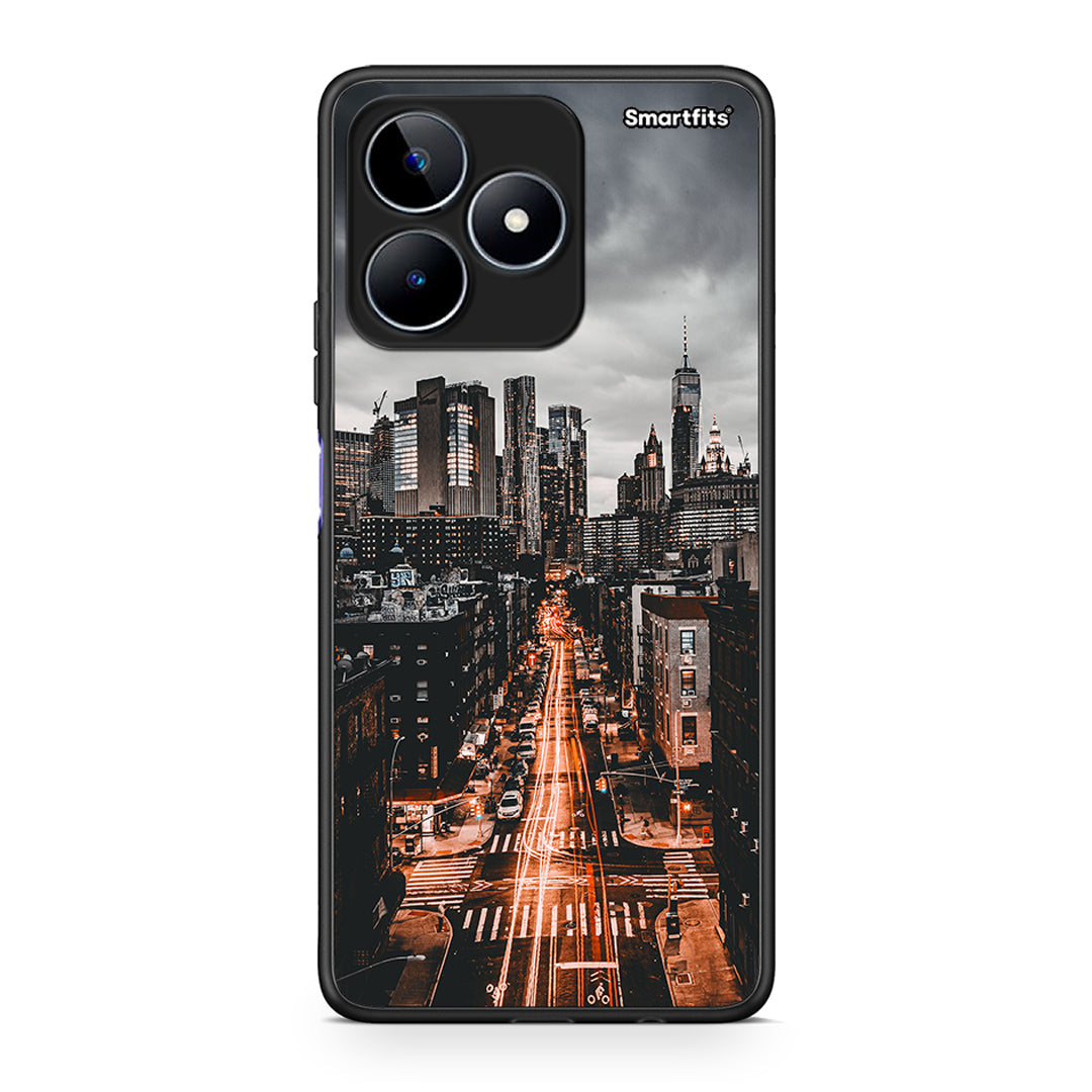 Realme C53 City Lights θήκη από τη Smartfits με σχέδιο στο πίσω μέρος και μαύρο περίβλημα | Smartphone case with colorful back and black bezels by Smartfits