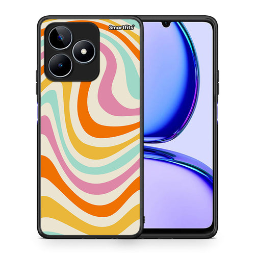 Θήκη Realme C53 Colourful Waves από τη Smartfits με σχέδιο στο πίσω μέρος και μαύρο περίβλημα | Realme C53 Colourful Waves case with colorful back and black bezels