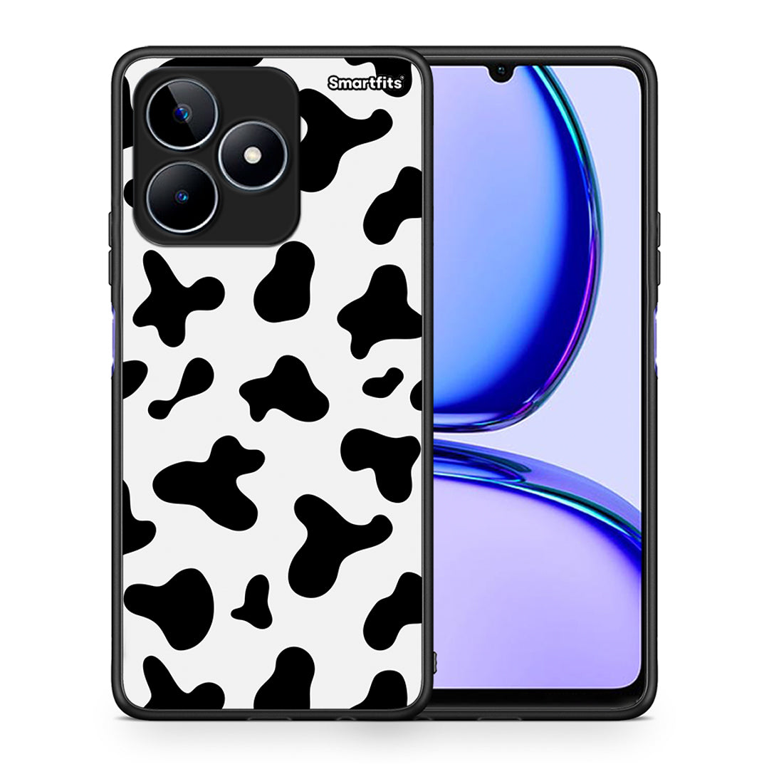Θήκη Realme C53 Cow Print από τη Smartfits με σχέδιο στο πίσω μέρος και μαύρο περίβλημα | Realme C53 Cow Print case with colorful back and black bezels