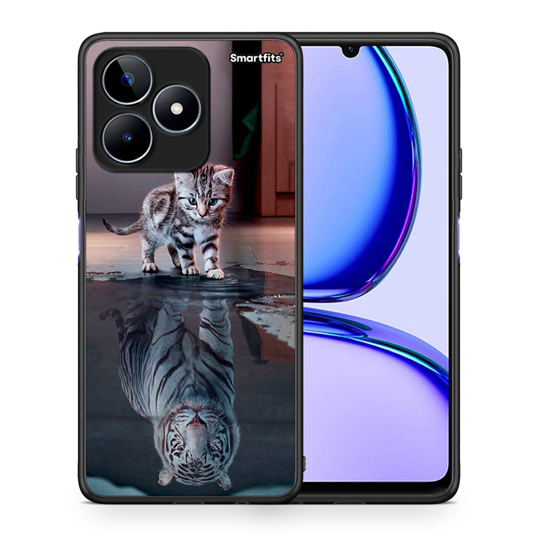 Θήκη Realme C53 Tiger Cute από τη Smartfits με σχέδιο στο πίσω μέρος και μαύρο περίβλημα | Realme C53 Tiger Cute case with colorful back and black bezels
