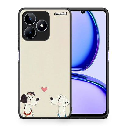 Θήκη Realme C53 Dalmatians Love από τη Smartfits με σχέδιο στο πίσω μέρος και μαύρο περίβλημα | Realme C53 Dalmatians Love case with colorful back and black bezels