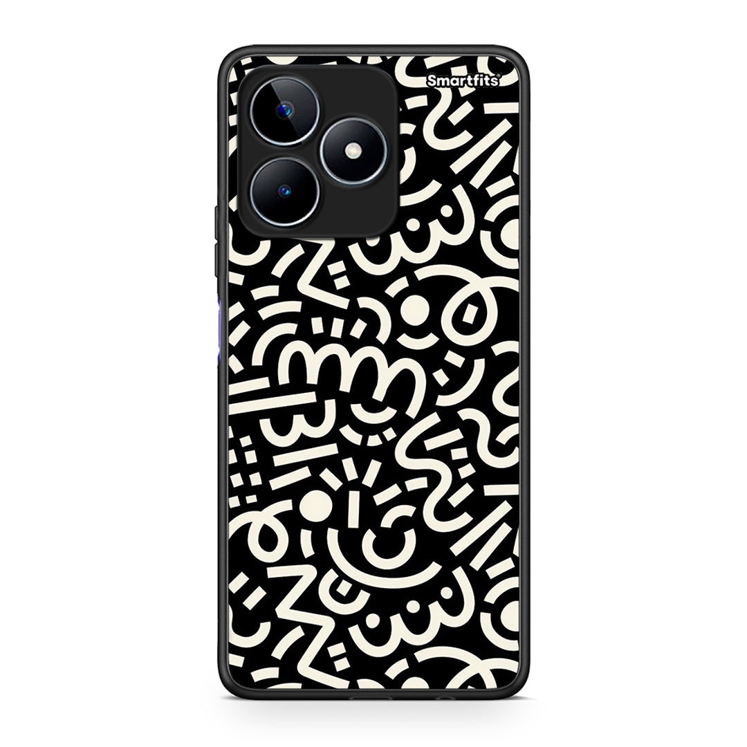 Realme C53 Doodle Art Θήκη από τη Smartfits με σχέδιο στο πίσω μέρος και μαύρο περίβλημα | Smartphone case with colorful back and black bezels by Smartfits