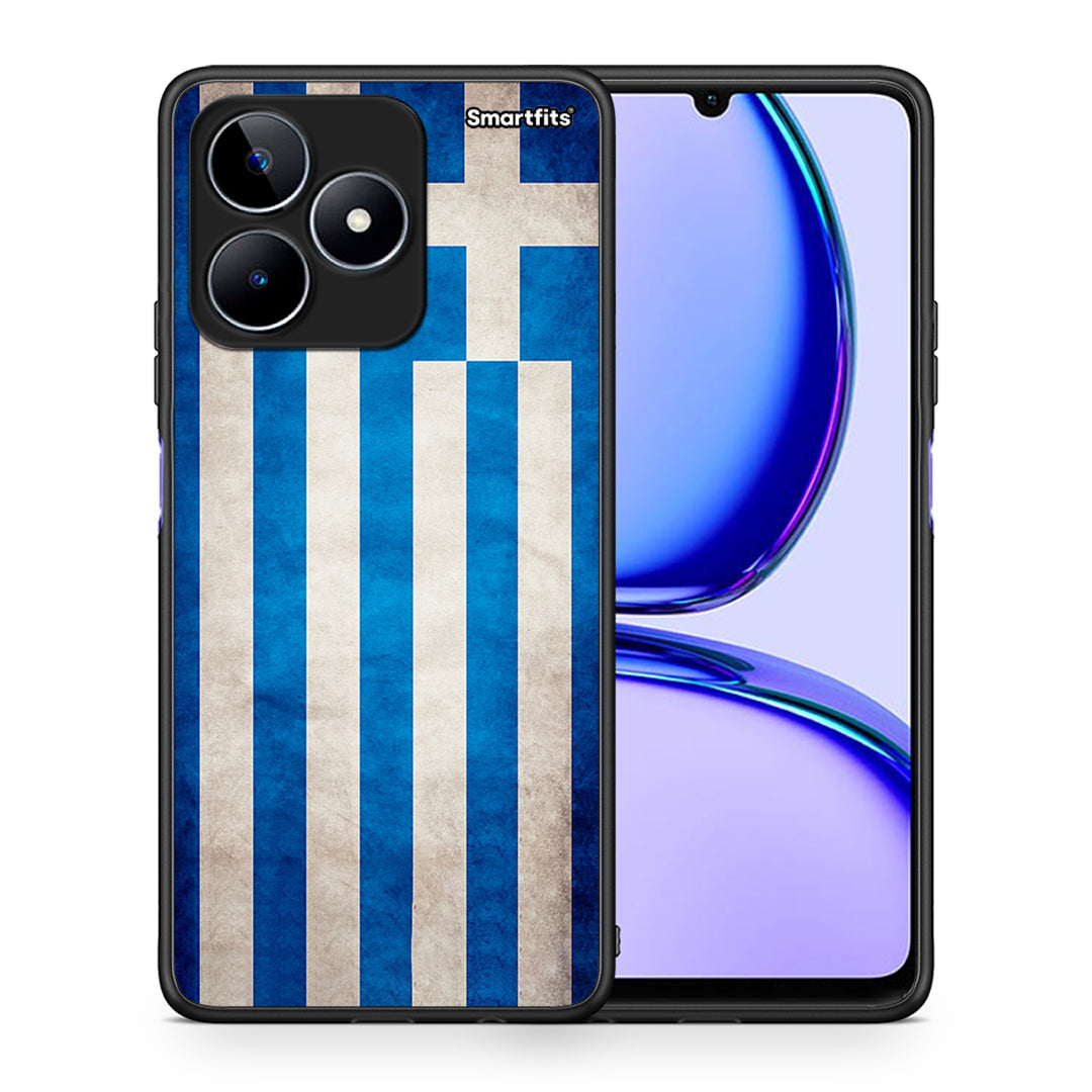 Θήκη Realme C53 Greek Flag από τη Smartfits με σχέδιο στο πίσω μέρος και μαύρο περίβλημα | Realme C53 Greek Flag case with colorful back and black bezels