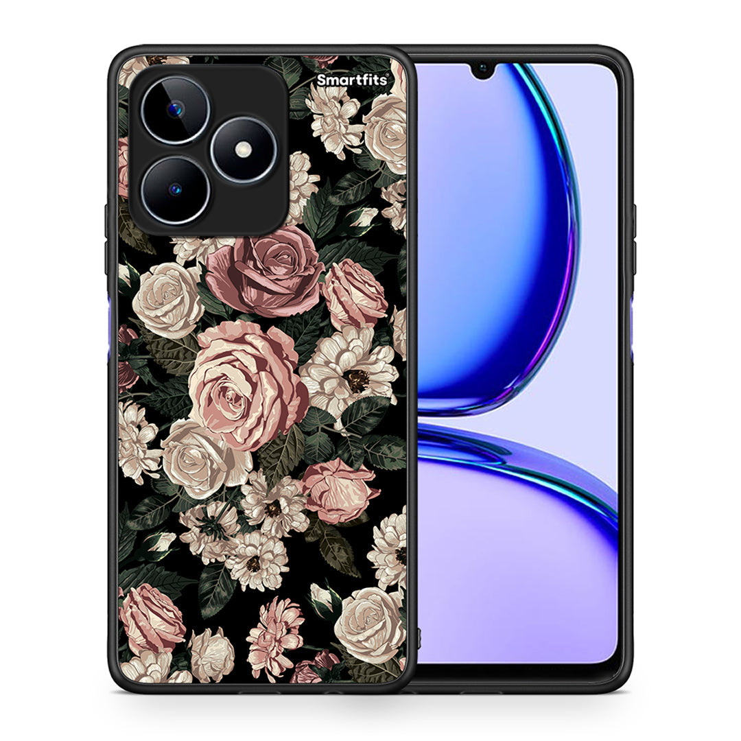 Θήκη Realme C53 Wild Roses Flower από τη Smartfits με σχέδιο στο πίσω μέρος και μαύρο περίβλημα | Realme C53 Wild Roses Flower case with colorful back and black bezels