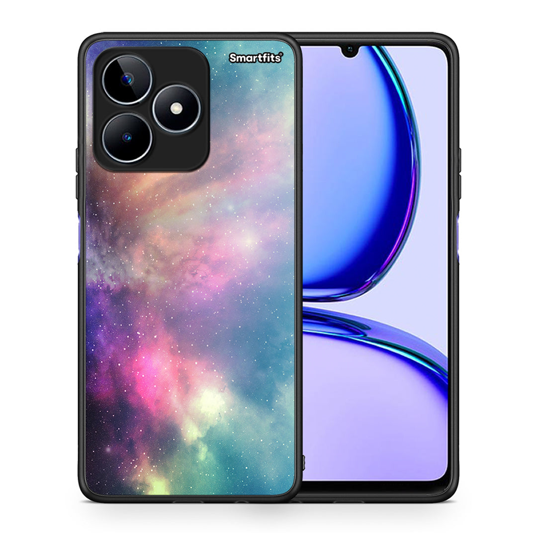 Θήκη Realme C53 Rainbow Galaxy από τη Smartfits με σχέδιο στο πίσω μέρος και μαύρο περίβλημα | Realme C53 Rainbow Galaxy case with colorful back and black bezels