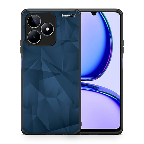 Θήκη Realme C53 Blue Abstract Geometric από τη Smartfits με σχέδιο στο πίσω μέρος και μαύρο περίβλημα | Realme C53 Blue Abstract Geometric case with colorful back and black bezels