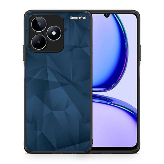 Θήκη Realme C53 Blue Abstract Geometric από τη Smartfits με σχέδιο στο πίσω μέρος και μαύρο περίβλημα | Realme C53 Blue Abstract Geometric case with colorful back and black bezels
