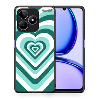 Thumbnail for Θήκη Realme C53 Green Hearts από τη Smartfits με σχέδιο στο πίσω μέρος και μαύρο περίβλημα | Realme C53 Green Hearts case with colorful back and black bezels