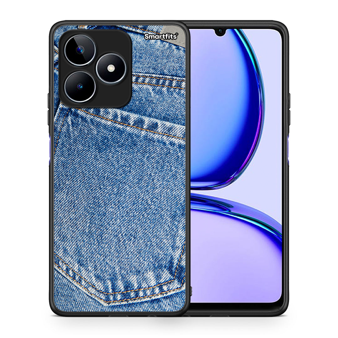 Θήκη Realme C53 Jeans Pocket από τη Smartfits με σχέδιο στο πίσω μέρος και μαύρο περίβλημα | Realme C53 Jeans Pocket case with colorful back and black bezels