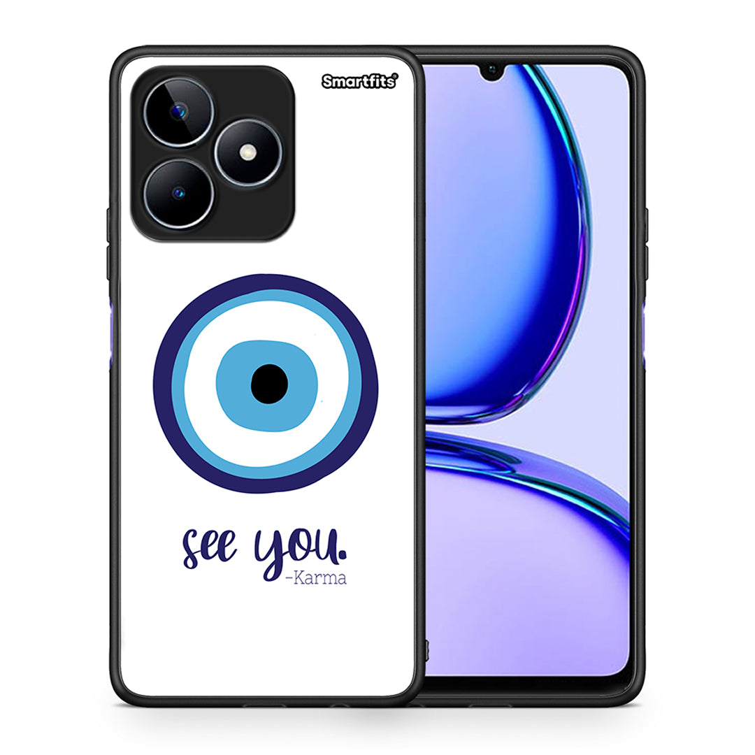 Θήκη Realme C53 Karma Says από τη Smartfits με σχέδιο στο πίσω μέρος και μαύρο περίβλημα | Realme C53 Karma Says case with colorful back and black bezels