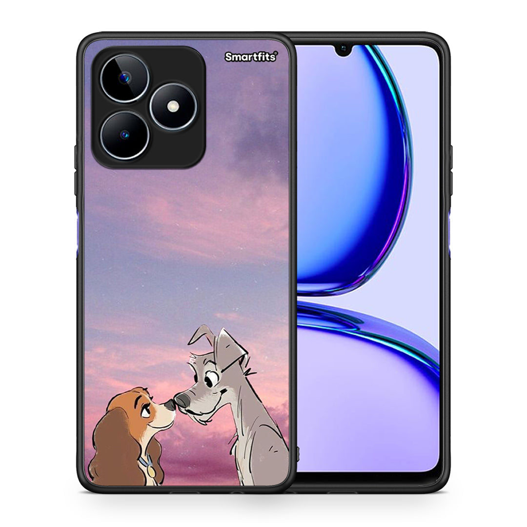 Θήκη Realme C53 Lady And Tramp από τη Smartfits με σχέδιο στο πίσω μέρος και μαύρο περίβλημα | Realme C53 Lady And Tramp case with colorful back and black bezels